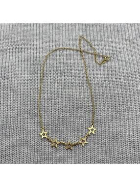Vintage Gold Tone Open Star Necklace Cutout Celestial Dainty Chain Taiwan 16.25”